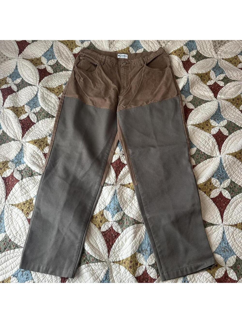 Vintage Columbia color block pants two tone brown size 38x32 pants